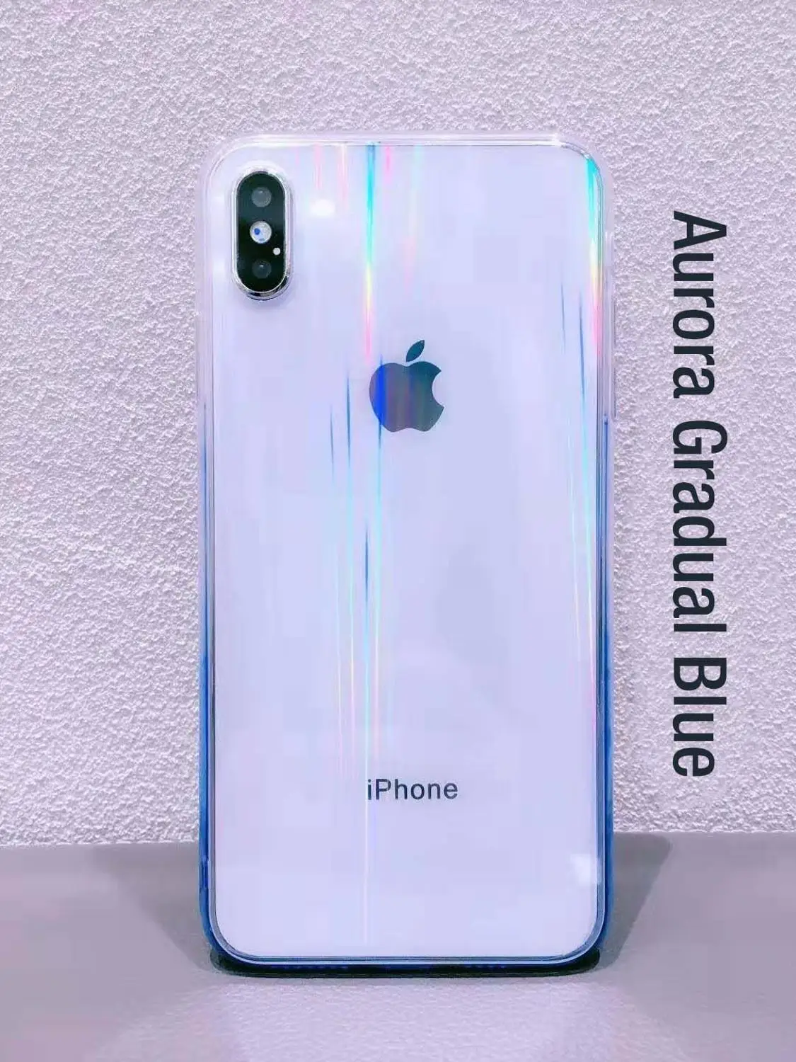 LYMOC градиентная Лазерная Радуга чехол для iPhone 11 pro Max прозрачный закаленное стекло Fundas для iPhone X Xr 7 8 Plus акриловый чехол - Цвет: Blue