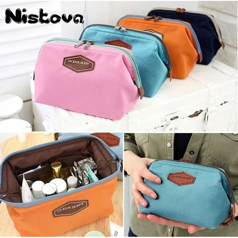 

Fashion Women Small Zipper Makeup Case Shell Type Makeup Storage Bag Multi-function Travel Cosmetics Beauty Cosmetic Bag