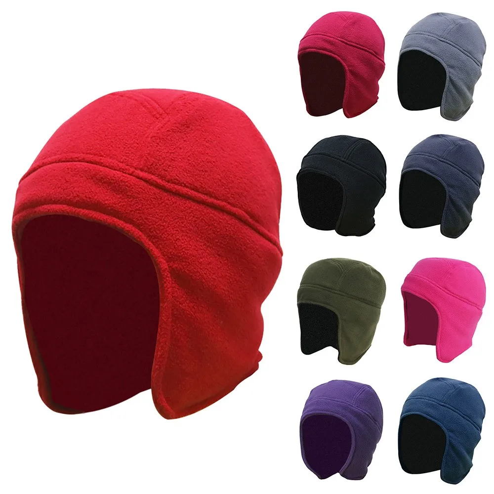 

Mens Women Winter Outdoor Solid Color Fleece Earflap Hat Caps Ears Warm Hat