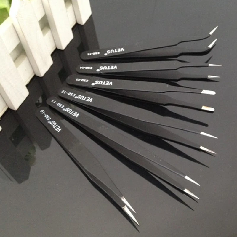 8 комплектов/48 шт Антистатические ОУР Пинцет Набор Прямые изогнутые электронные