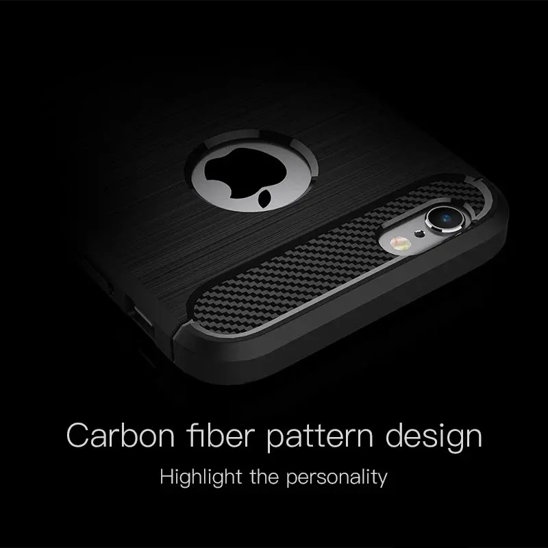 Carbon Fiber Phone Cases For iPhoneX 6 5 5s SE 6s 7 8Plus Soft Anti-Knock Cover Shockproof Armor Silicone |