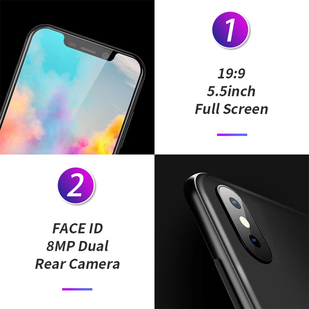 Смартфон Blackview A30 5 дюймов 19:9 полный экран 2 Гб ОЗУ 16 ПЗУ четырехъядерный процессор