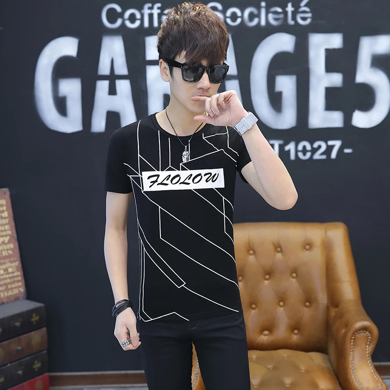 2018 Новое поступление Летнее Для мужчин футболка мода Геометрические печати
