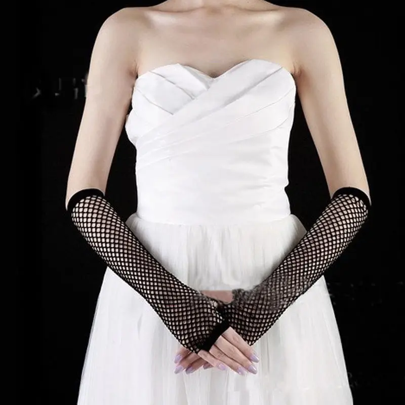 Новые модные неоновые сетчатые без пальцев длинные перчатки с манжетами для ног