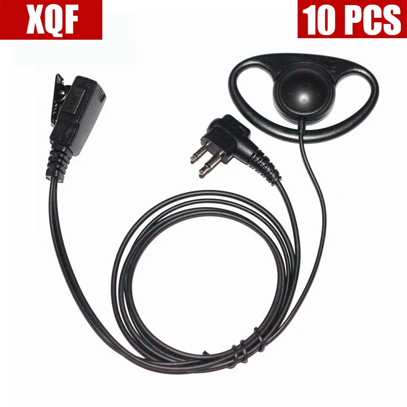 XQF 10PCS  2-Pin D Shape Police Earpiece Headset for Motorola Radio cls1110 cls1410 cls1413 cls1450 cls1450c etc