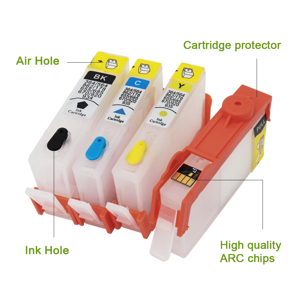 

For HP 934 935 Refillable Ink Cartridge for HP934 for HP935 XL For HP Officejet pro 6230 6830 6835 6812 6815 printer with chip