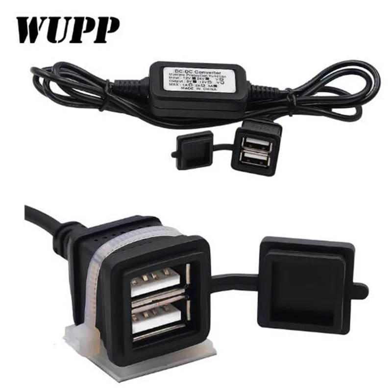 Водонепроницаемое автомобильное зарядное устройство WUPP 5 В 3 а с двумя USB