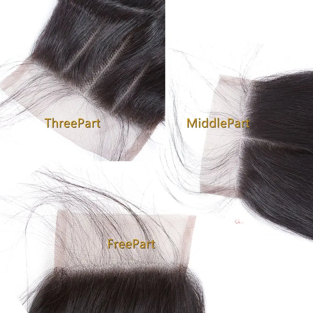 QT Hair 4X4 Lace Closure Brazilian Straight Human Remy Transparent Free/Middle/Three Part With Baby 10-20 Inch | Шиньоны и парики
