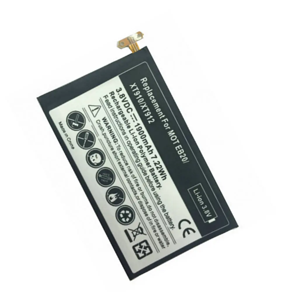1900mAh EB20 battery for motorola MOTO XT910 XT912 MB886 DROID RAZR MT917 MT887 XT885 XT889 High quality Replacement Battery | Мобильные