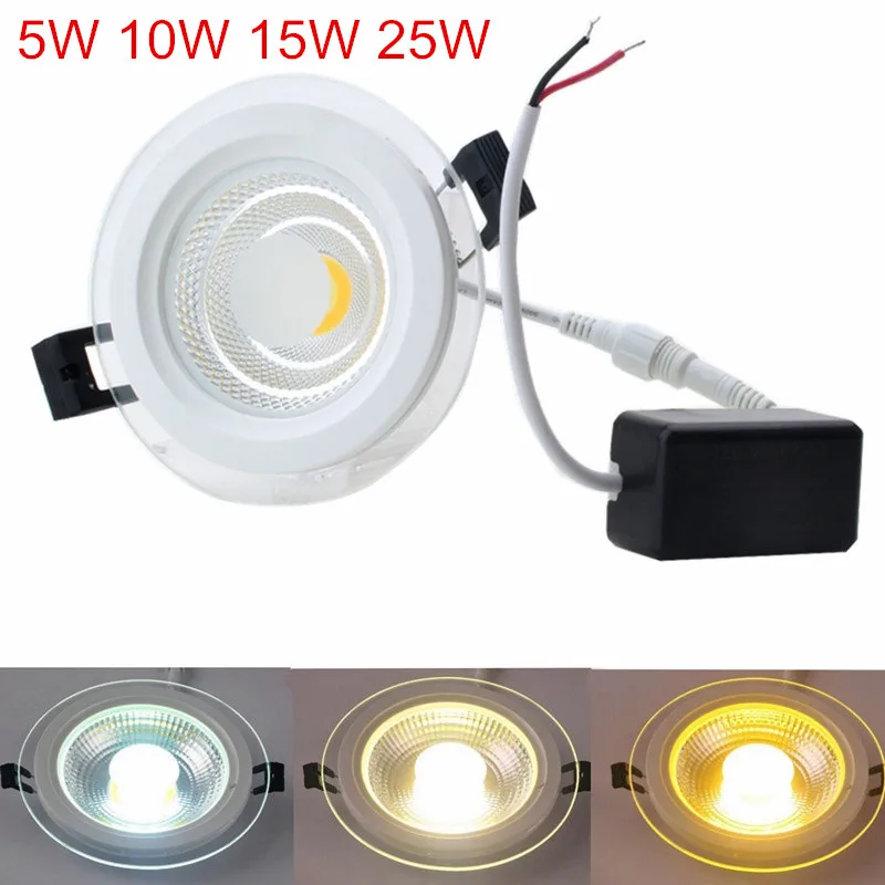 

5W 10W 15W 25W LED Panel Downlight 3 Color Change 3000K/4000K/6000K Round Glass Panel Lights Ceiling Recessed Lamps AC 110V 220V