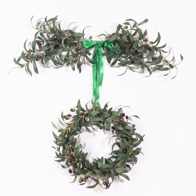 DIY30cm европейские искусственные растения лист оливковой ветви венок из ротанга