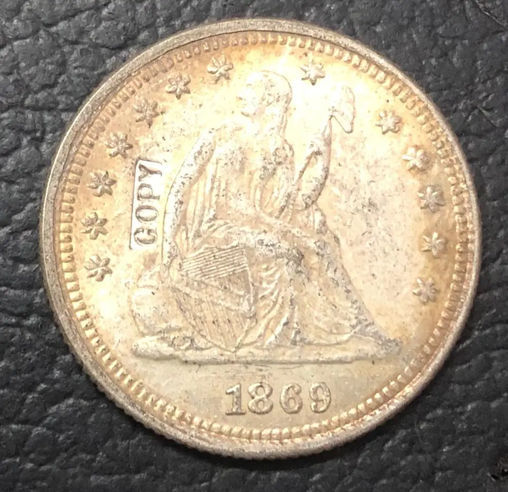 1869 долларов США сидя свободы четверть с девизом на обратной копии монеты|dollar coins