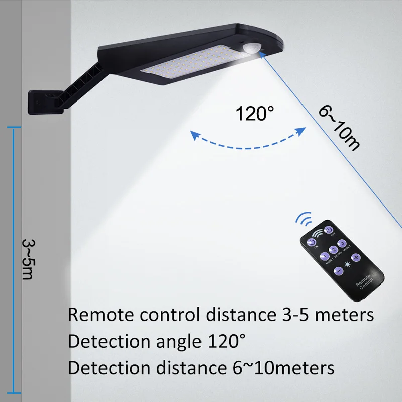 Солнечный свет PIR датчик движения 66 светодиодный настенный светильник с пультом