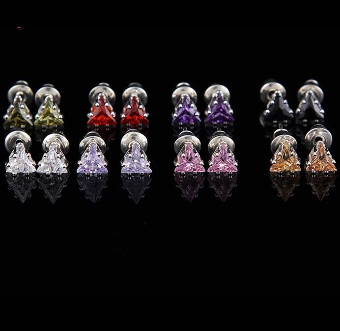 5 мм треугольный Циркон белые гипоаллергенные серьги | Украшения и аксессуары