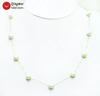 gold chain floating aa perfect round 7 8mm white natural freshwater pearl 16 necklace with gold clasp nec5398
