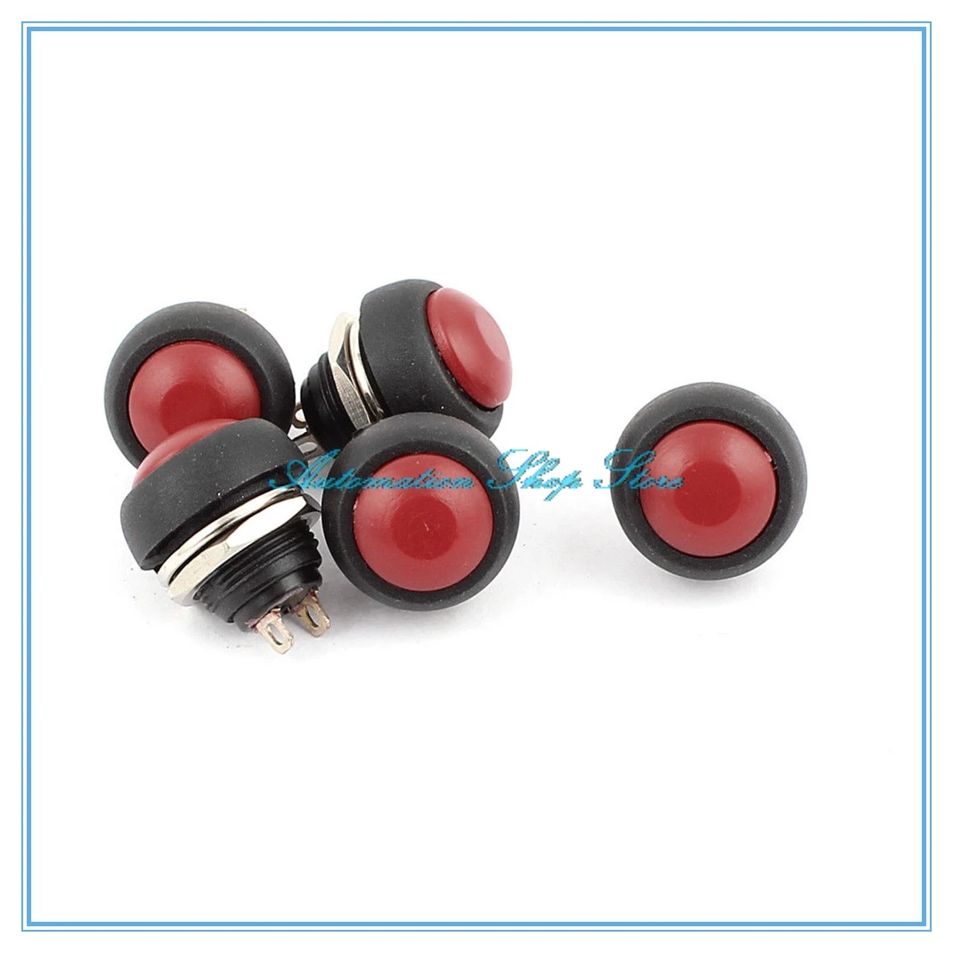 5 шт. красная кнопка 12 мм резьба SPST Мгновенный кнопочный переключатель AC 125 В 6A 250 В 3A