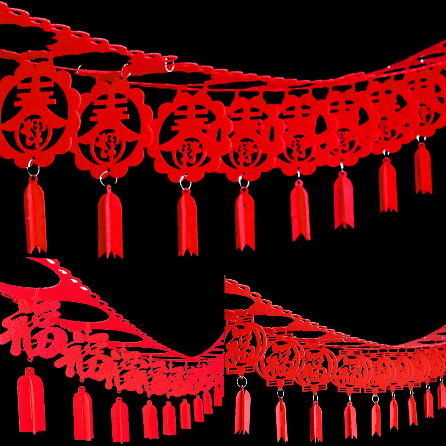 Behogar Счастливый китайский новый год праздник весны нетканое подвесное гирлянда