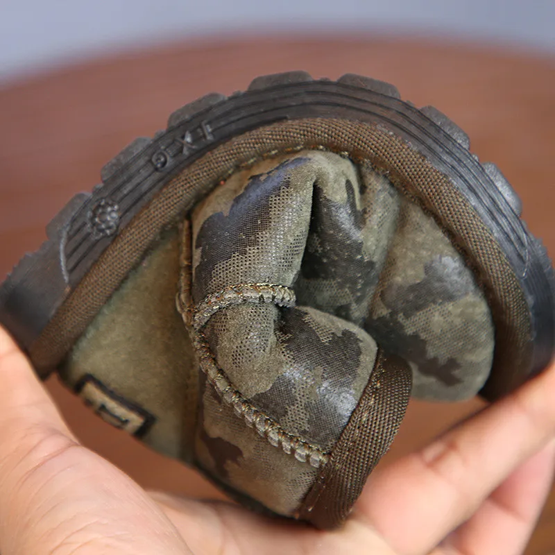 Детские зимние сапоги 2018 Новый Камуфляж детская зимняя обувь из натуральной кожи