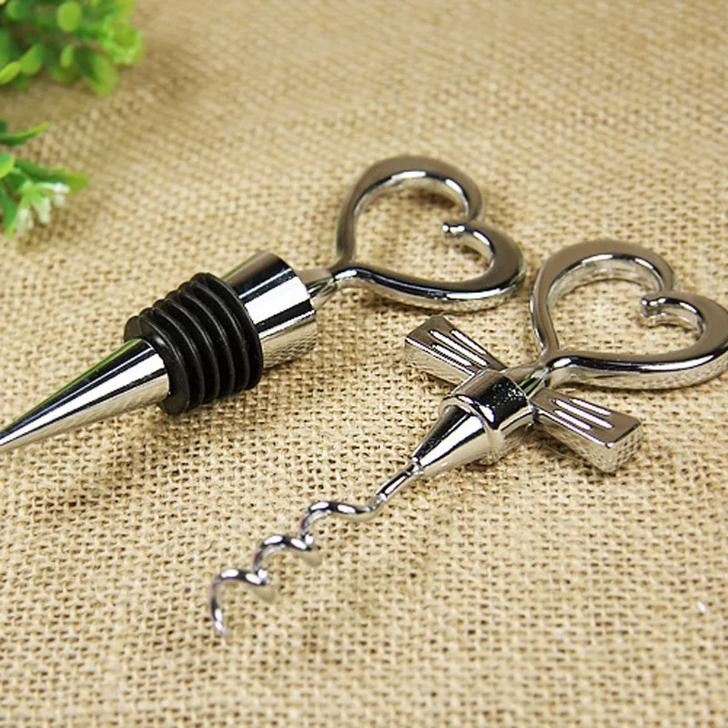 100 парт/лот Серебряная идеальная пара открывашка для бутылок вина в форме сердца