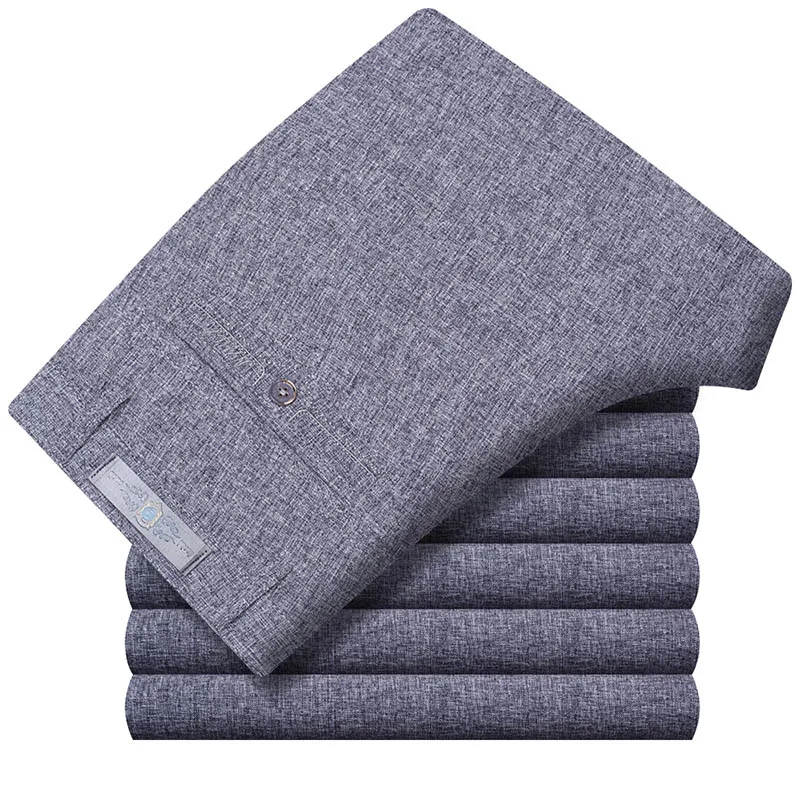 3602 Blue Gray Pants Летние льняные деловые повседневные брюки для мужчин, большие размеры, мужские формальные классические дышащие 9 цветов, тонкие офисные брюки для мужчин s - Цвет: 3602 Blue Gray Pants