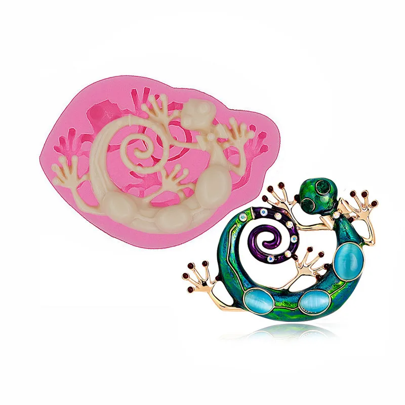 Гибкая силиконовая форма для ящерицы используется со смолами полимерными