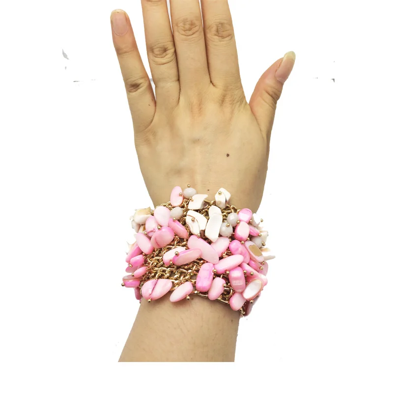 Многослойная цепочка ручной работы с бусинами из натурального камня 2018 |