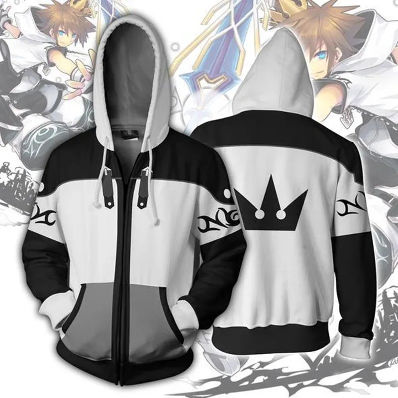 Аниме Kingdom Hearts Сора Косплэй толстовки костюм Для мужчин женщин толстовка Xemnas