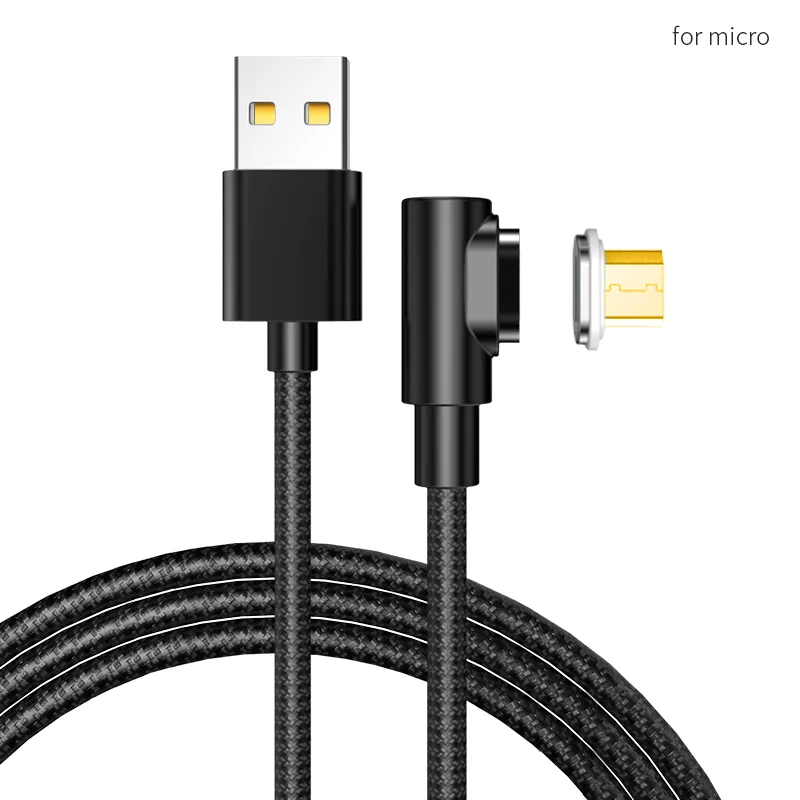 for microUSB Tongyinhai usb type C 3A 90 градусов игровой USB кабель F Форма L изгиб зарядный шнур магнитные телефонные кабели для Iphone/Android телефон - Цвет: for microUSB