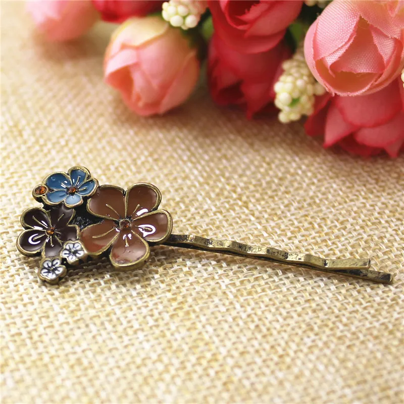 XQ модная женская шпилька с бронзовым покрытием Цветок вишневый цвет головной