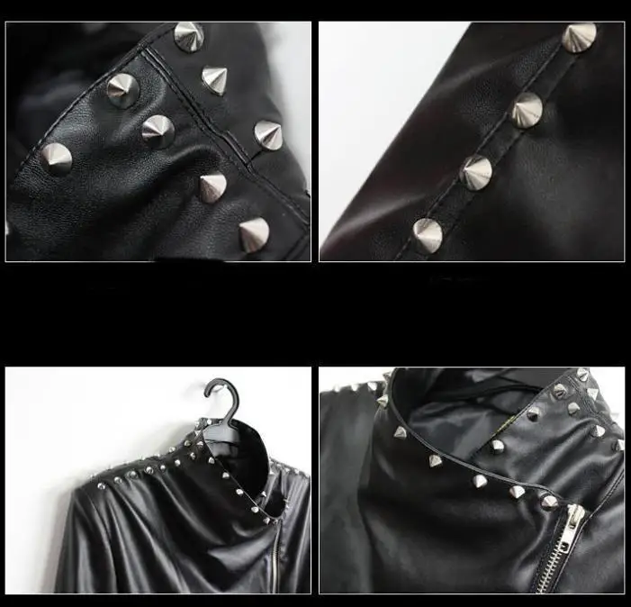 Куртка мужская из искусственной кожи мотоциклетная куртка в стиле панк с косой