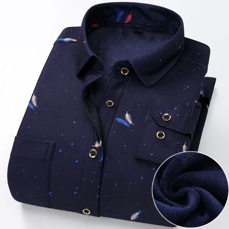 40 MFERLIER, мужские рубашки в клетку, 5XL, 6XL, 7XL, 8XL, плюс размер, флис, зима, осень, толстый, теплый хлопок, большой размер, повседневные рубашки для мужчин - Цвет: 40