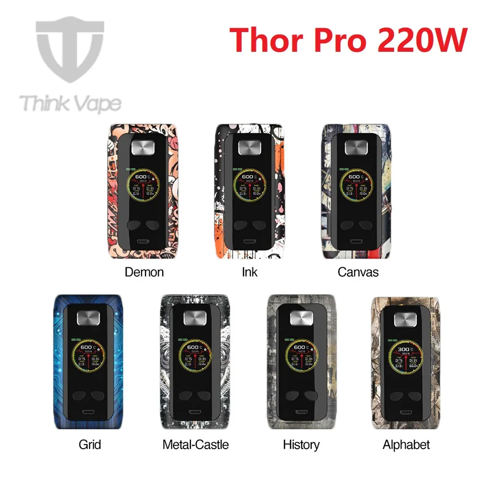 Цвет! Think Vape Thor Pro 220 Вт TC Box MOD VS Think Vape Thor 200 Вт TC Box MOD с привлекательными узорами электронная сигарета Vape Mod