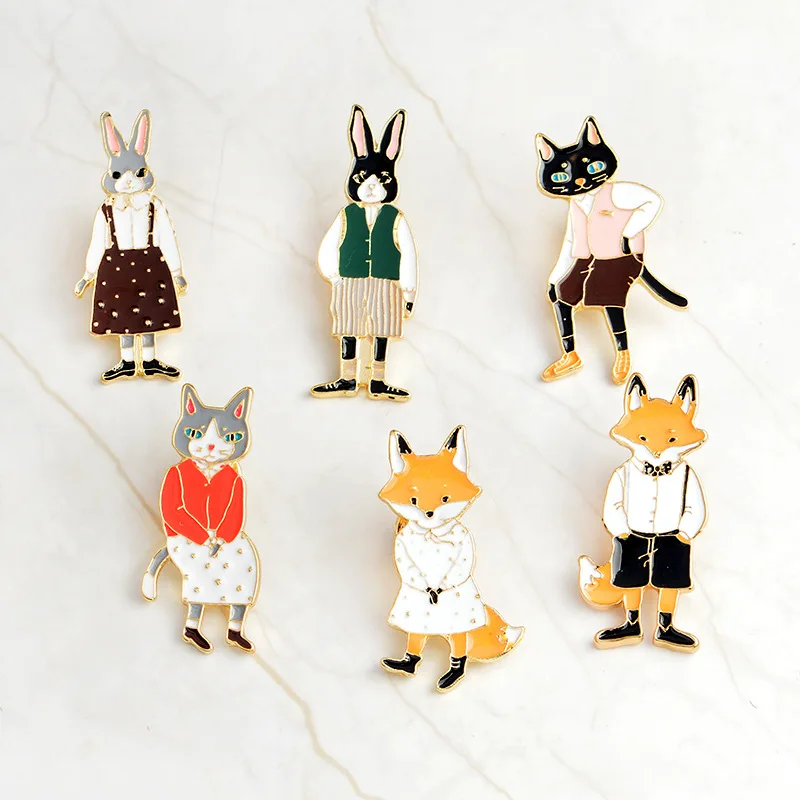 2018 creative brooches Cat Rabbit Fox lovely animal drop oil Enamel pins Denim Shirt Collar Lapel pin Jewelry gifts for kids | Украшения и