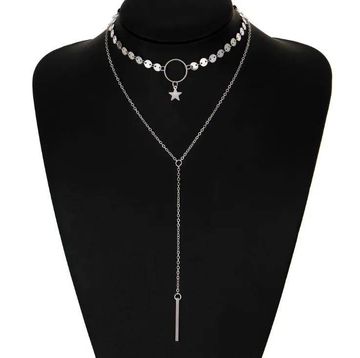 Модное женское ожерелье из сплава s & Кулоны 2019 золотого цвета Кристальные звезды