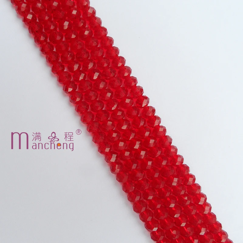 Красные стеклянные хрустальные бусины 8 мм (8х6) овальные прозрачные красные