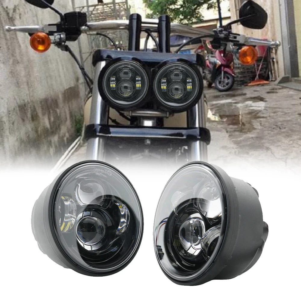 Новинка 4 65 дюйма для мотоцикла двойсветодиодный светодиодные фары с DRL halo Fo Fat Bob