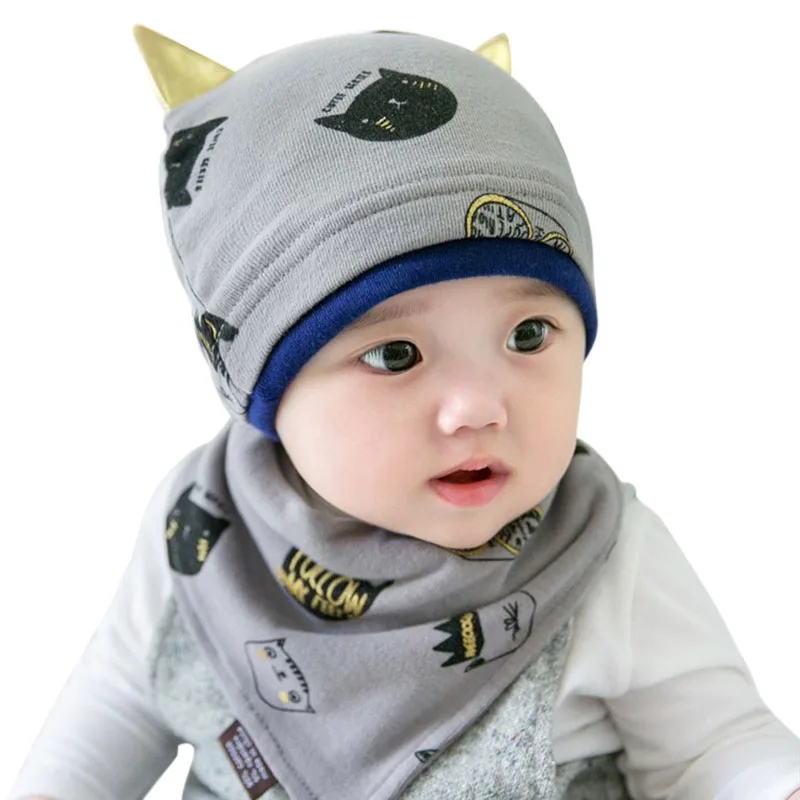 2 шт./компл. модная осенне зимняя шапка для младенцев + шарф костюм из полиэстера