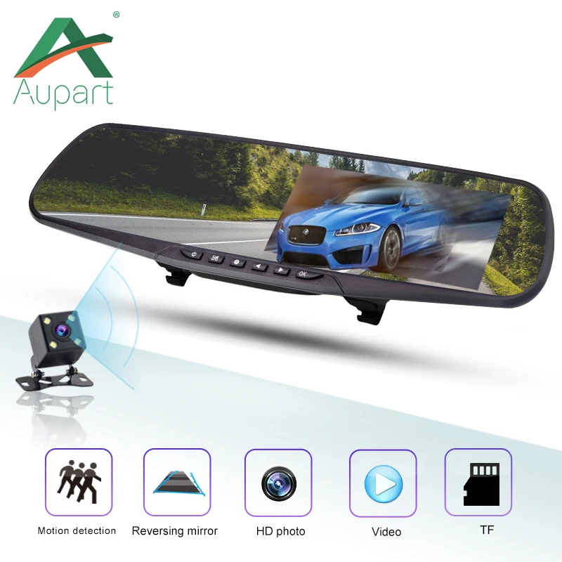 4,3 дюймов Full HD 1080P Автомобильный видеорегистратор Камера авто зеркало заднего вида цифровой видеорегистратор двойной объектив видеорегистратор регистратор видеокамера