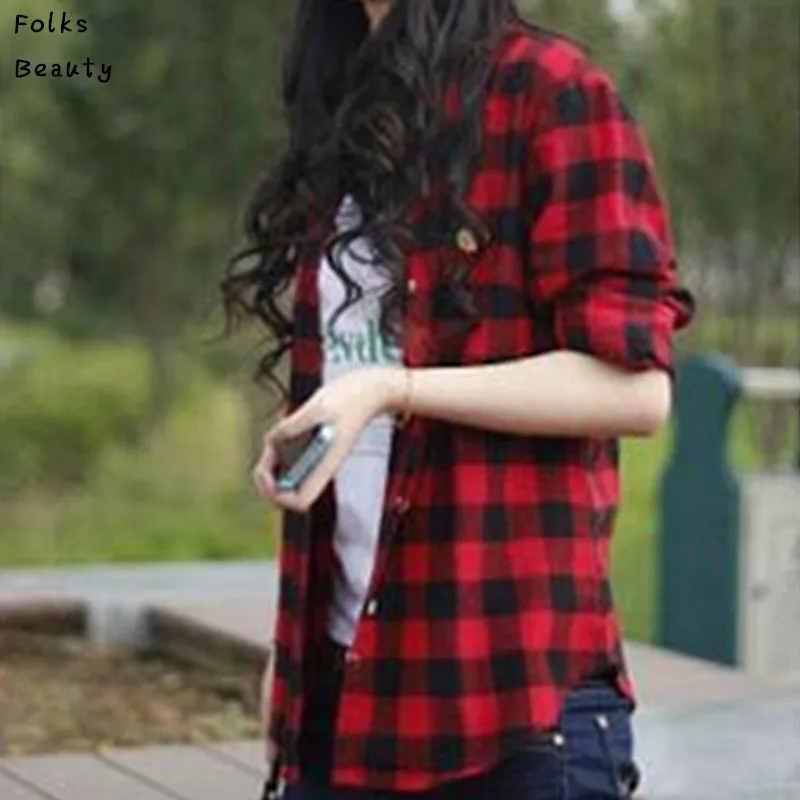 Новинка Повседневная фланелевая блузка на пуговицах с отворотом и воротником в