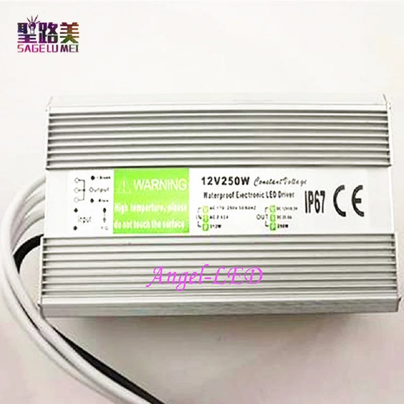 

250W DC 12V 20.8A Waterproof Electronic led transformer AC 110V-260V led strip lighting driver fast shipping
