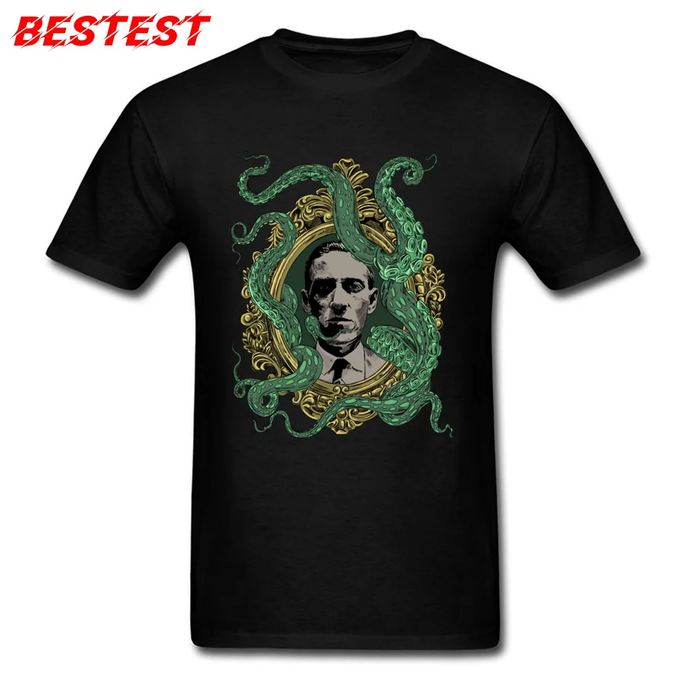 Мужская футболка Cthulhu винтажная черная с изображением осьминога монстра отца