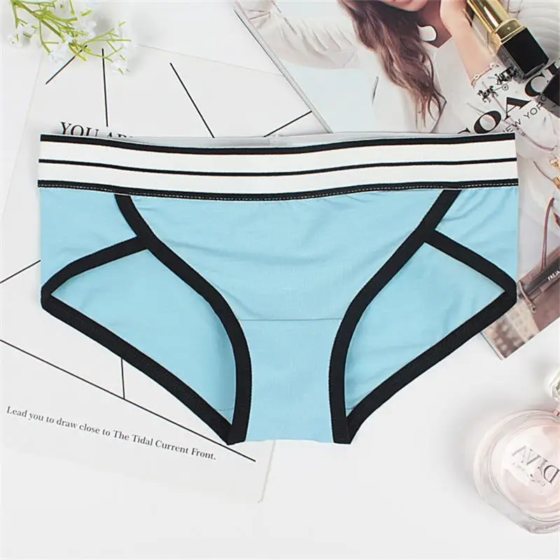 12PCS Large Size M-3XL Fashion Stripe Sexy Briefs Women Underwear Panties Soft High Quality Cotton Female Underpants Briefs