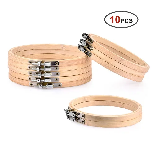 10PCS Hoops Набор разноцветных игл для вышивания, набор ниток для вышивания, набор для вязания, набор для рукоделия, Швейные аксессуары с пинцетом - Цвет: 10PCS Hoops