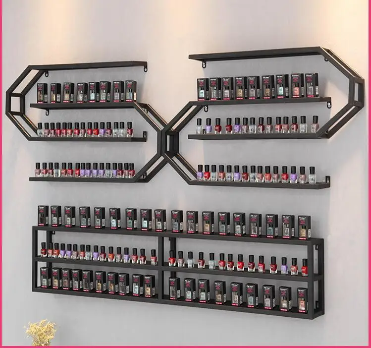 Маникюрный салон, стойка для клея для лака для ногтей, железная настенная полка для хранения косметики