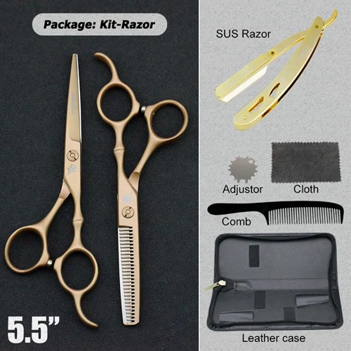 5506-RAZOR 5,5/" золотые ножницы, ножницы для волос, японские парикмахерские ножницы, парикмахерские принадлежности, парикмахерские ножницы для стрижки - Цвет: 5506-RAZOR
