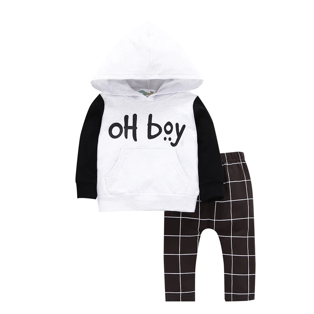 Baby boy clothes 2020 new listing infant children's cotton hooded long-sleeved fashion casual sweater + pants two-piece |