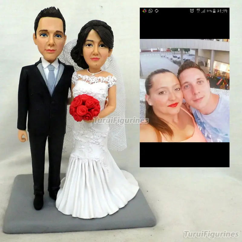 

wedding cake topper Custom Polymer Clay doll customised cake topper castle baby safari figurine dollhouse miniature baby dog