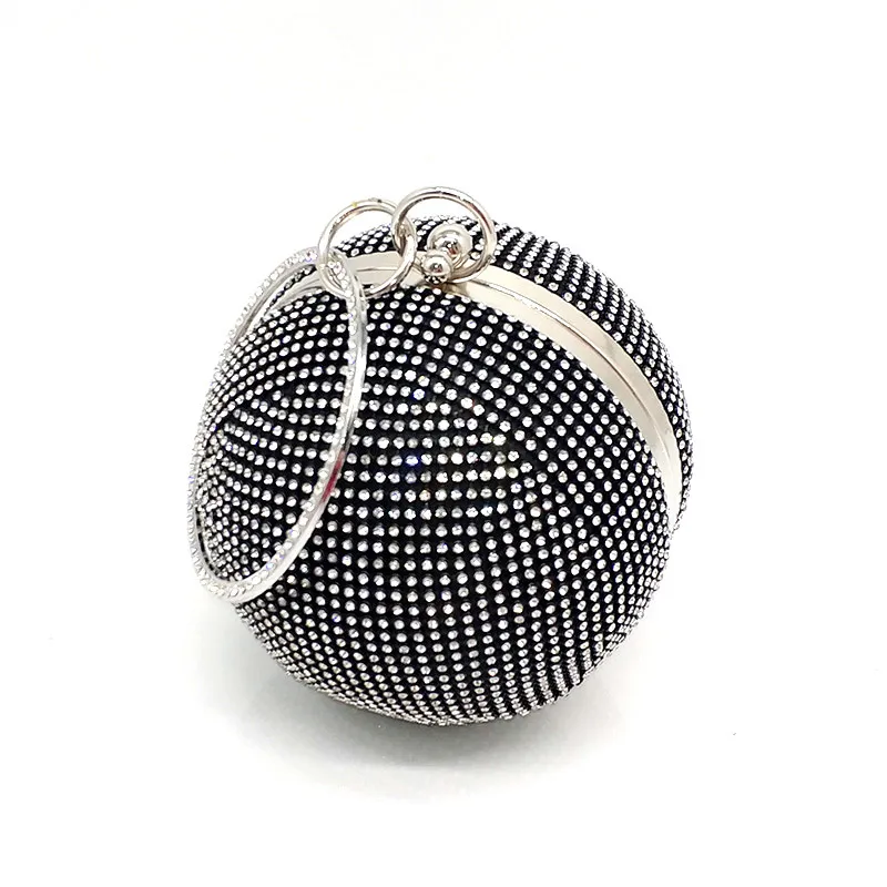 Black clutch Роскошная женская вечерняя сумка, свадебные кошельки, бриллианты, дизайнерская круглая сумка, сумка-мессенджер, модная сумка на плечо с кристаллами - Цвет: Black clutch