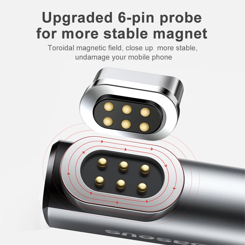 Baseus кабель usb type-C к магнитному адаптеру type-C для Macbook samsung s8 s9 OnePlus 5 5T 6 быстрая зарядка магнит USB-C разъем