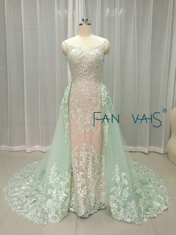 Мятно-зеленые кружевные вечерние платья со съемной юбкой Sexy Green Formal Special Occasion Dresses